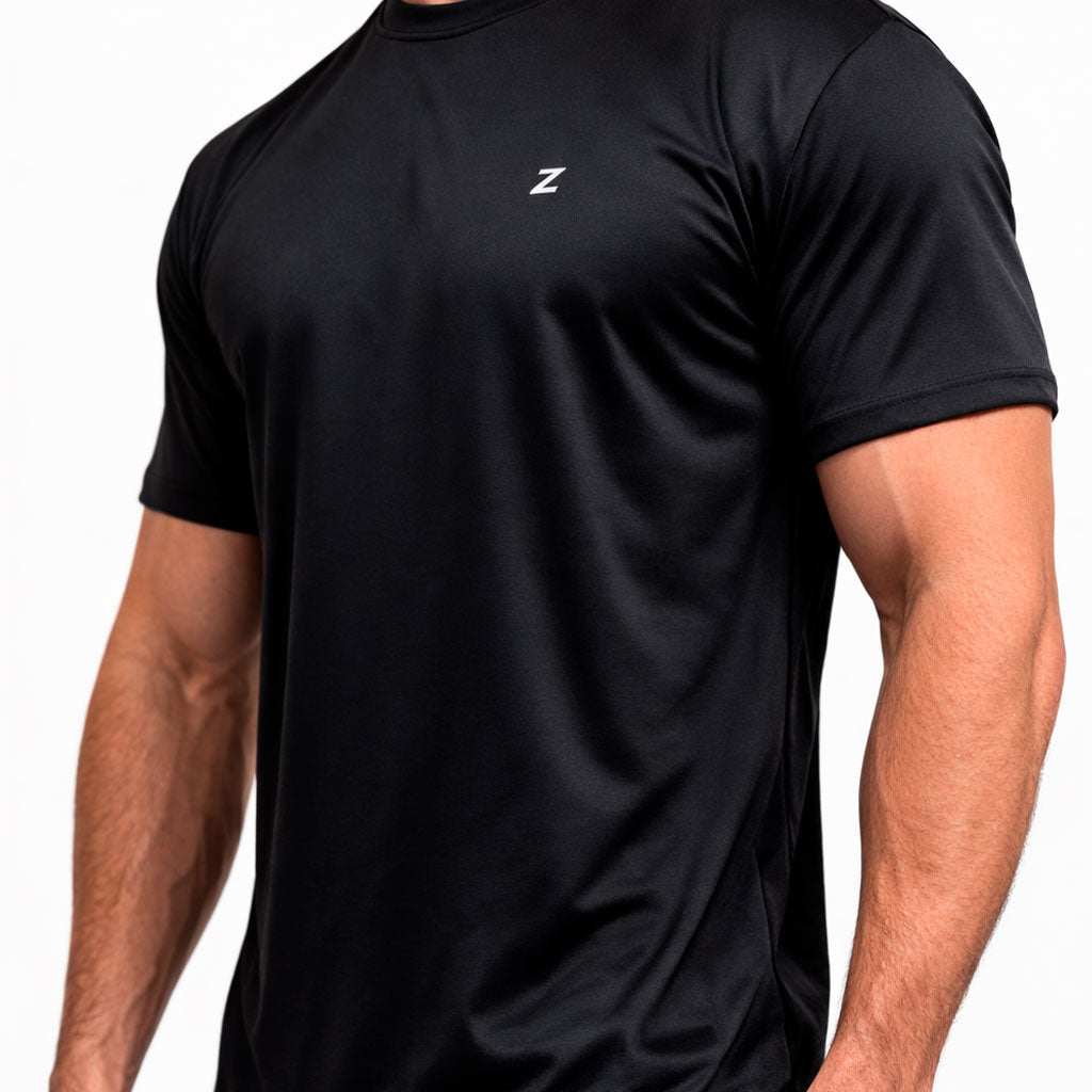 Camiseta Dry Fit com Ajuste ao Corpo e Tecido Respirável - Preta