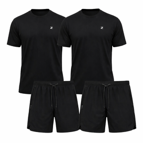 Kit 2 Peças DryFit: 2 Camisas e 2 Shorts - Preto