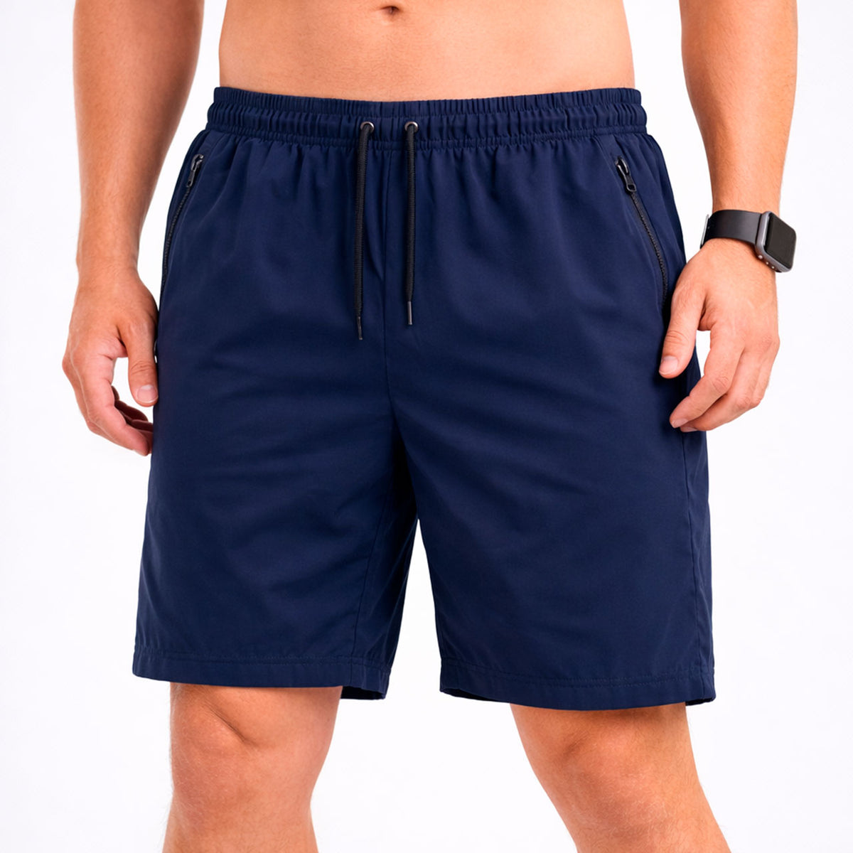 Short Dry Fit Tactel  com Bolso de Zíper e Costura Reforçada - Azul